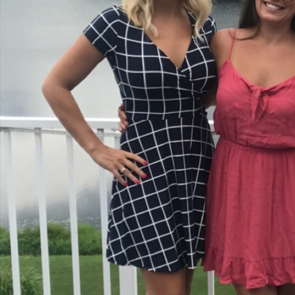 Blue and white stripped dress